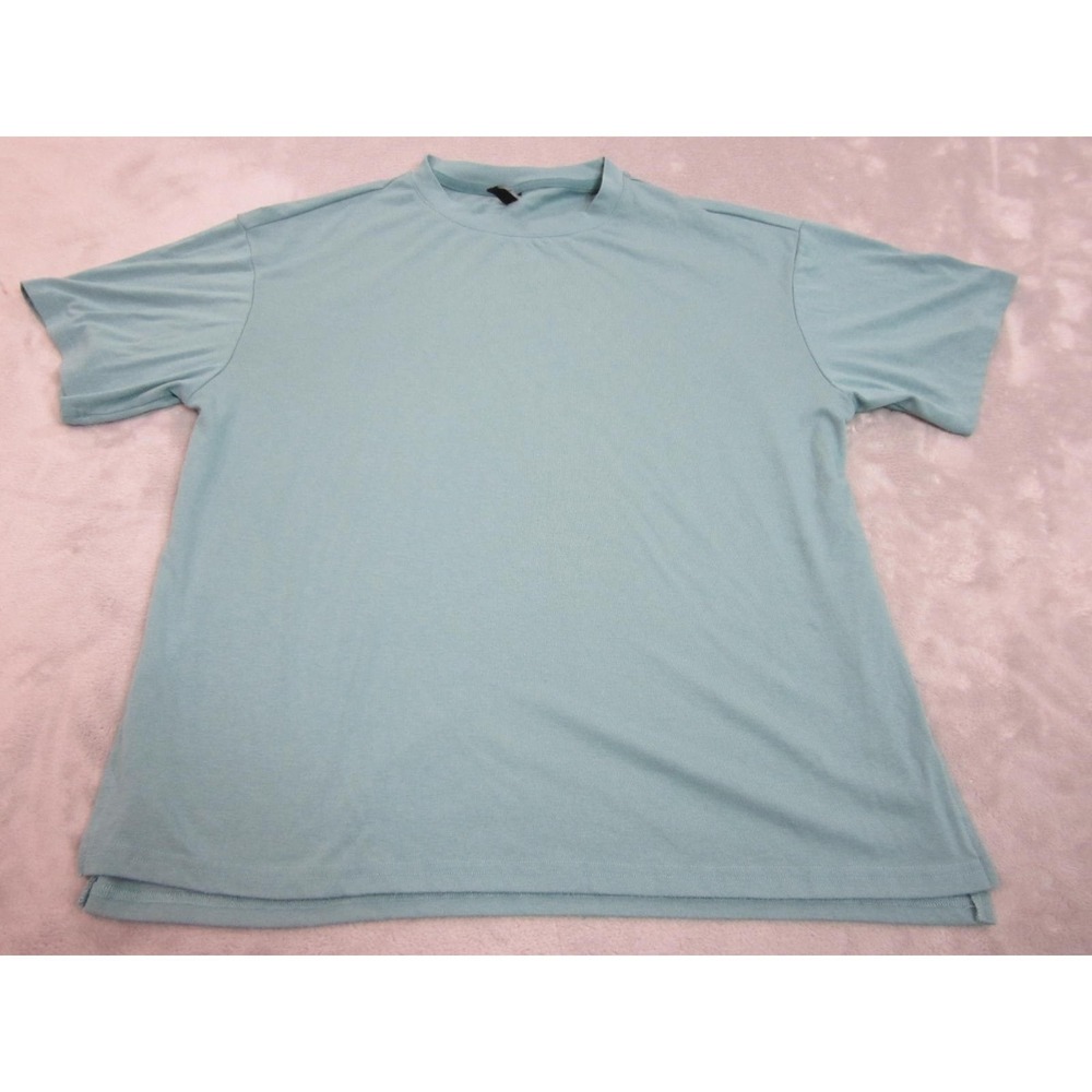 PrettyGarden T-Shirt Womens Small Blue Side Slit Relaxed Short Sleeve